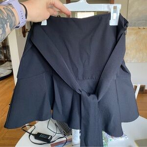 Zara black tie ruffle mini skirt